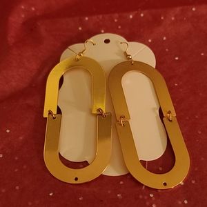 Gold plates long earrings